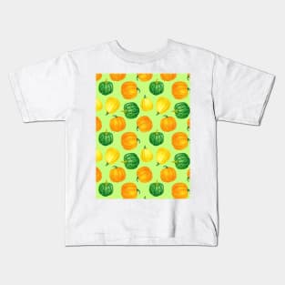 Pumpkins watercolor pattern 2 Kids T-Shirt